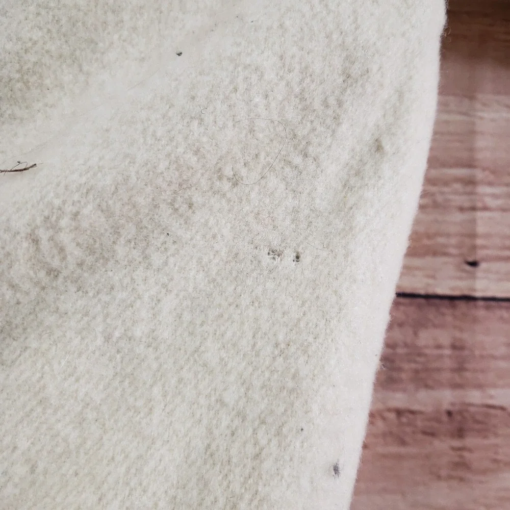 VINTAGE Woolrich Sweater‎ Youth Medium Off White Blue Zip Outdoor Fleece Boys * - Picture 9 of 10